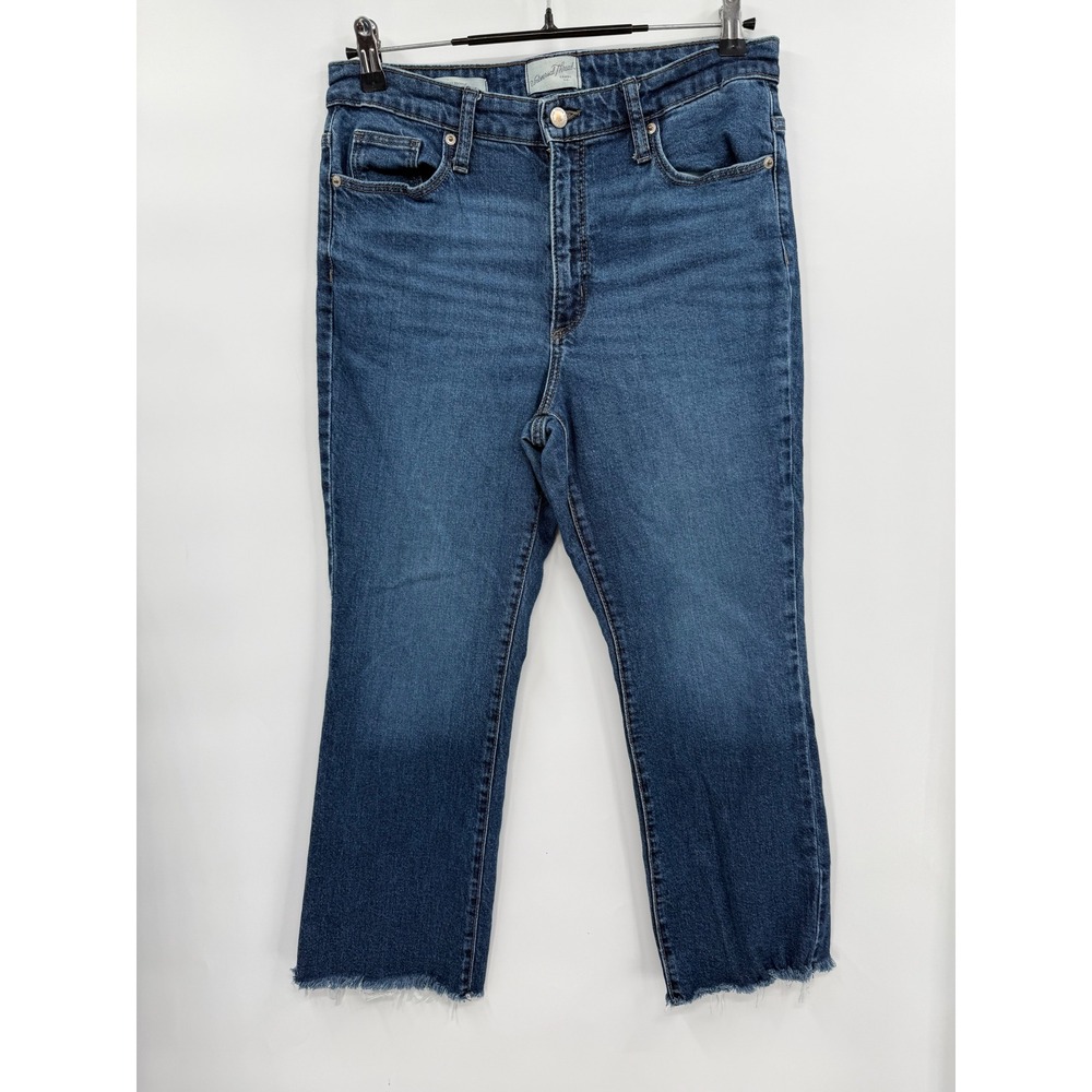 Universal Thread 8/29S Ankle Bootcut Jeans Womens Medium Blue Raw Hem High Rise